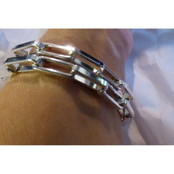 Etienne Aigner 2 strand link chain Silver-tone toggle bracelet, OS - Picture 6 of 6